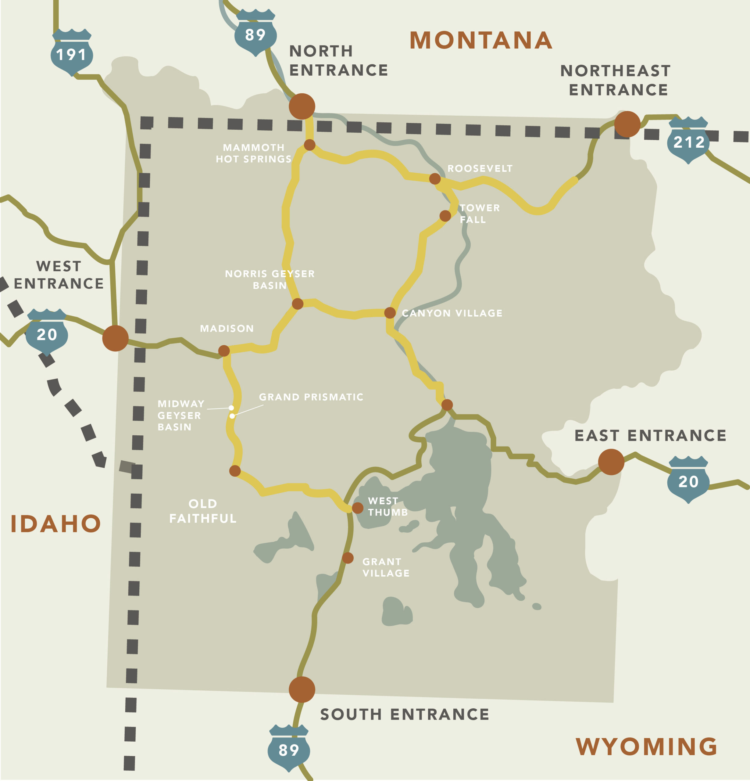 Yellowstone Ultimate Tour Map