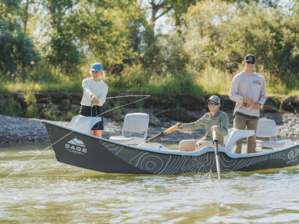 Group fly fishing on the Yellowstone River.